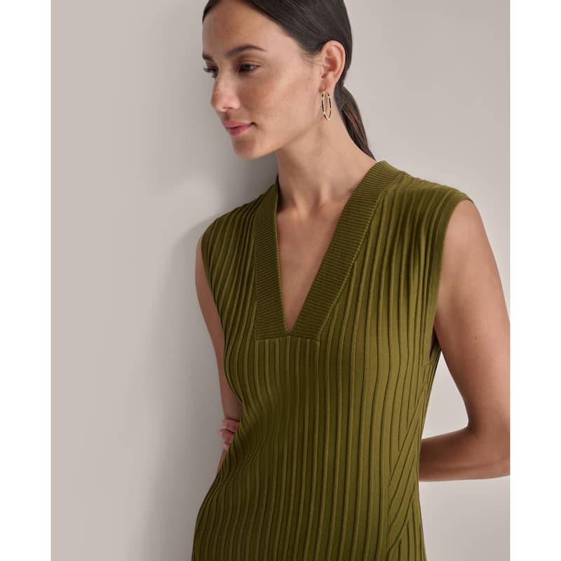 DKNY Sleeveless Wide Rib Sweater Dress