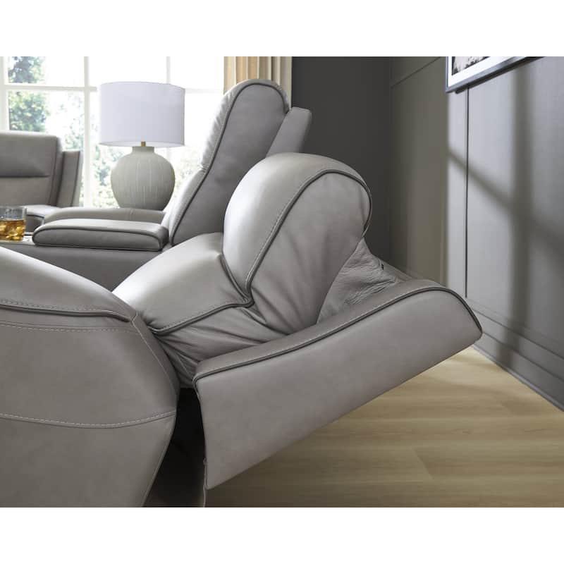 Signature Design by Ashley 5Z-Relaxation Coin Gray Reclining Loveseat with Console - 78"W x 41"D x 43"H