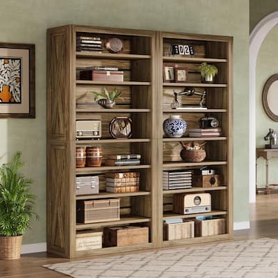 8 Tier Wooden Bookcase with Adjustable Shelves, 70.59 Inches Tall Bookshelf