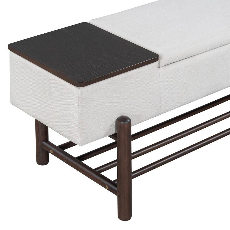 Modern 47.2" Upholstered Storage Bench with Hidden Compartment for Entryway and Living Room