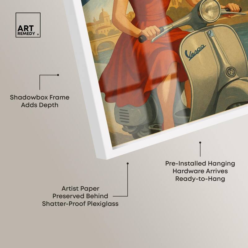 Scooter Italian Travel Shadowbox by Art Remedy