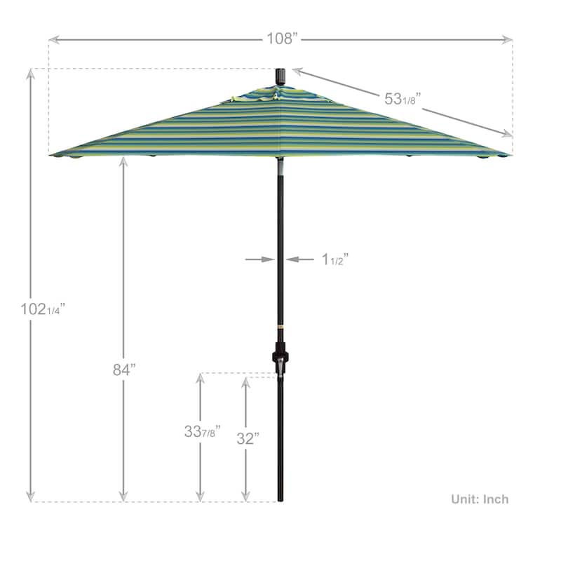 California Umbrella 9' Rd Patio Umbrella Bronze Aluminum Frame Fiberglass Ribs Crank Lift Collar Tilt Sunbrella