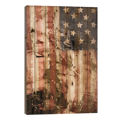 Star Spangled Grafitti Print On Wood by iCanvas - Multi-Color