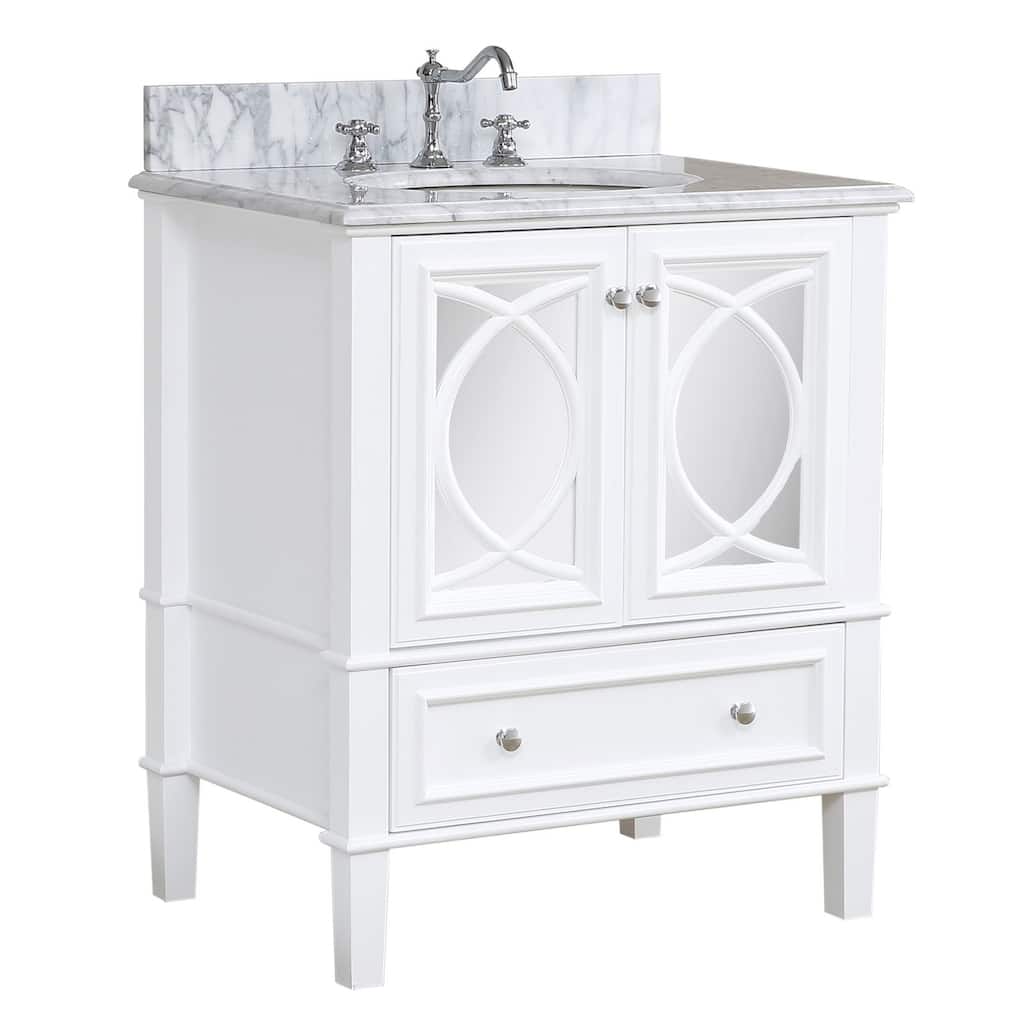 KitchenBathCollection Olivia 30" Bathroom Vanity with Carrara Marble Top