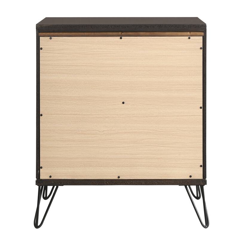 2-Drawer Nightstand with Hairpin Legs and Felt-Lined Top