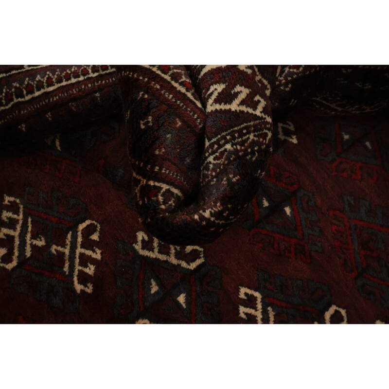 Hand Knotted Oriental 100% Wool Carpet Traditional All-Over Red Turkoman Area Rug - 12' 8'' X 8' 8''