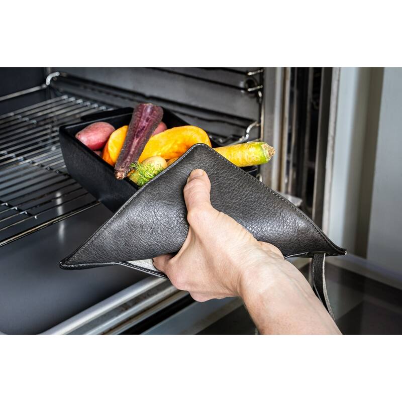 Classic Leather Square Pot Holder - 7.75" - Black