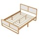 preview thumbnail 7 of 6, Queen Size Solid Wood Platform Bed with White Headboard, Modern Design, No Box Spring Required