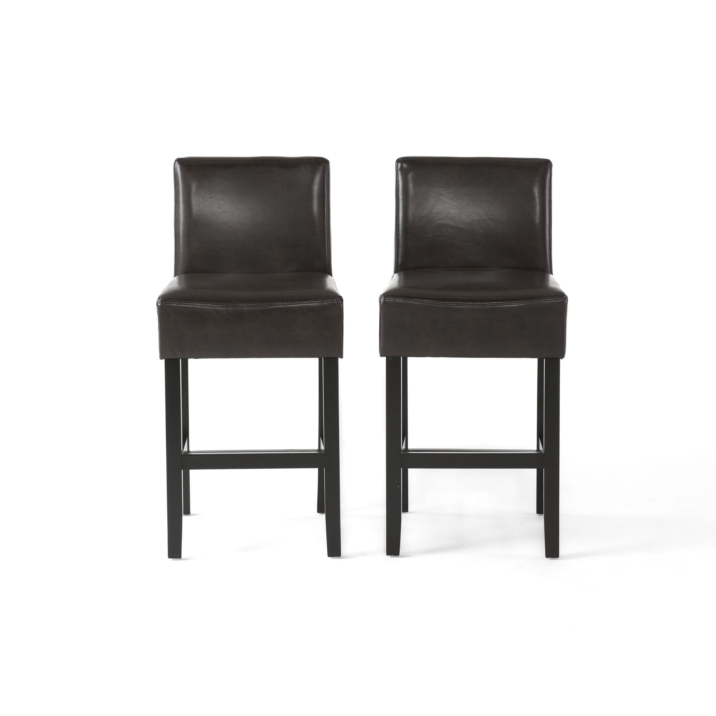 Christopher Knight Home Lopez 26-inch Brown Leather Counterstools (Set of 2)