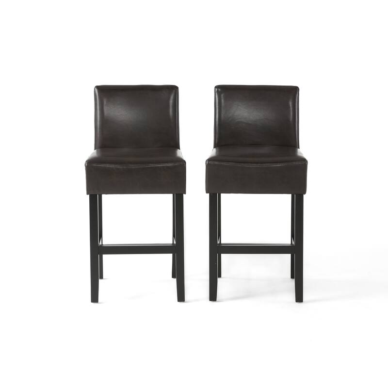 Lopez 26-inch Brown Leather Counterstools (Set of 2) by Christopher Knight Home - Set of 2 - Counter Height