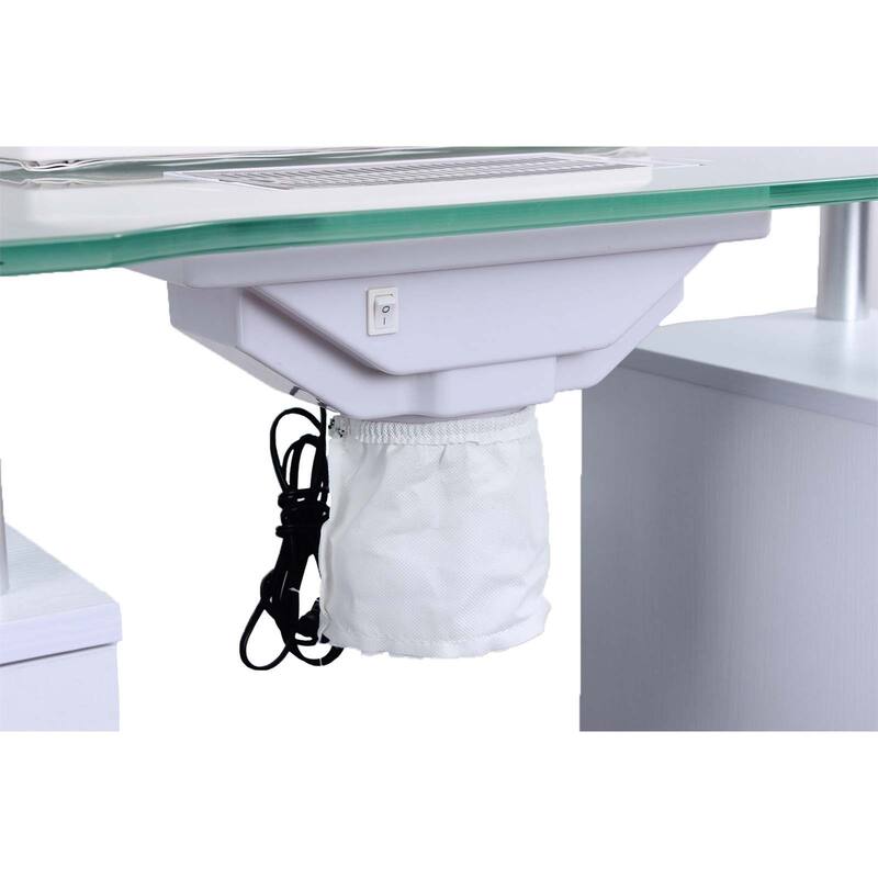 Manicure Table GLASGLOW WHITE Salon Nail Table Salon Furniture - N/A