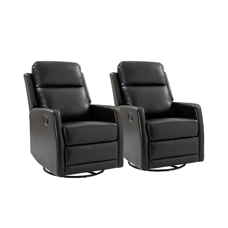 Esteban Modern Faux Leather Manual Rocking Swivel Recliner with Wingback Set of 2