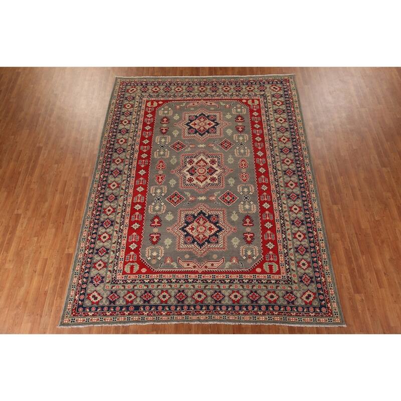 Traditional Grey Kazak Oriental Area Rug Handmade Wool Carpet - 8'7"x 11'5"