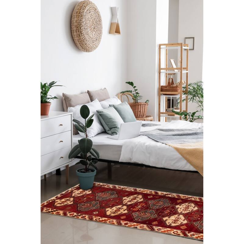 ECARPETGALLERY Hand-knotted Melis Vintage Red Wool Rug - 4'1 x 12'0