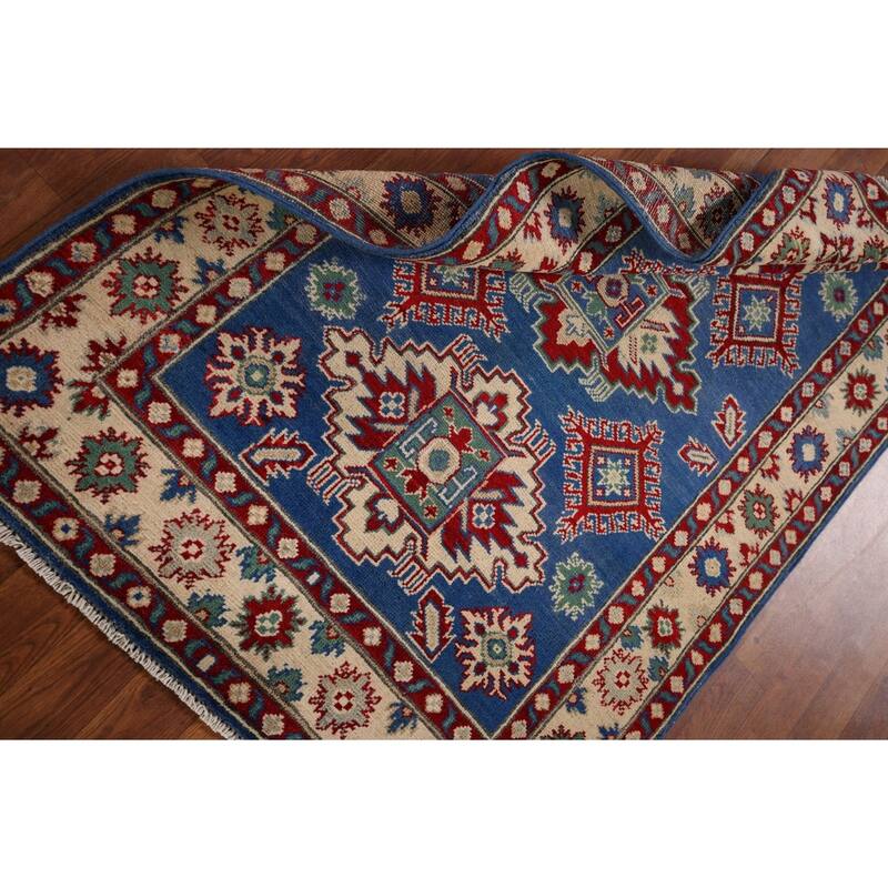 Blue Kazak Oriental Foyer Rug Handmade Wool Carpet - 3'4" x 5'1"