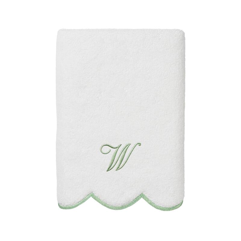 Authentic Hotel and Spa 100% Turkish Cotton Green ADORNIA Scallop Personalized 3 Piece Towel Set - 3 Piece Set