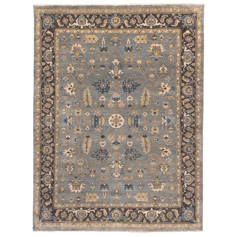 ECARPETGALLERY Hand-knotted Finest Agra Jaipur Teal Wool Rug - 8'3 x 11'3