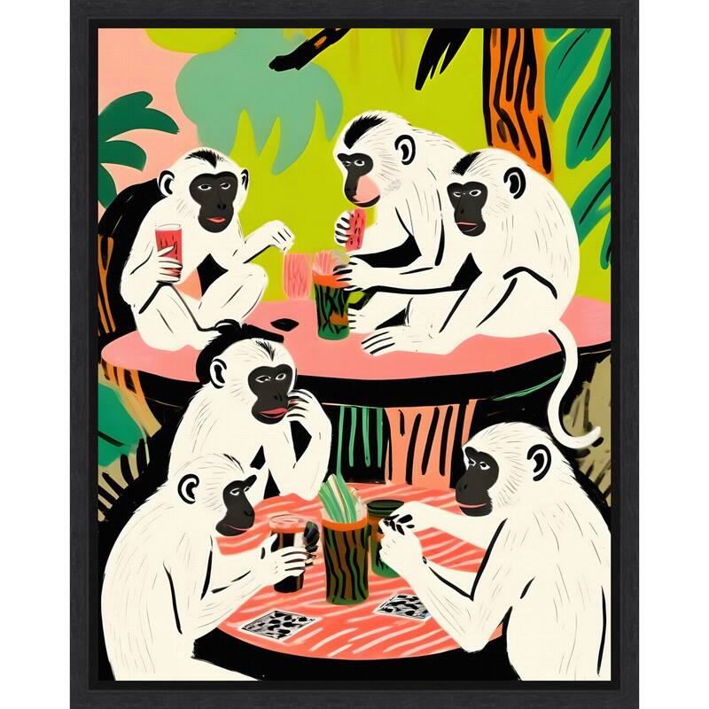 Monkey Game Weekend by Uma Gokhale Framed Canvas Wall Art