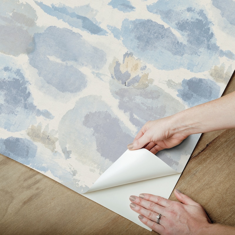 NuWallpaper Water Lily Blue Peel and Stick Wallpaper