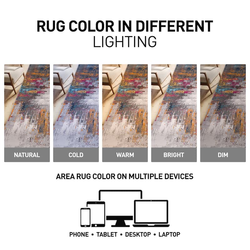 World Rug Gallery Bari Contemporary Abstract Art Area Rug