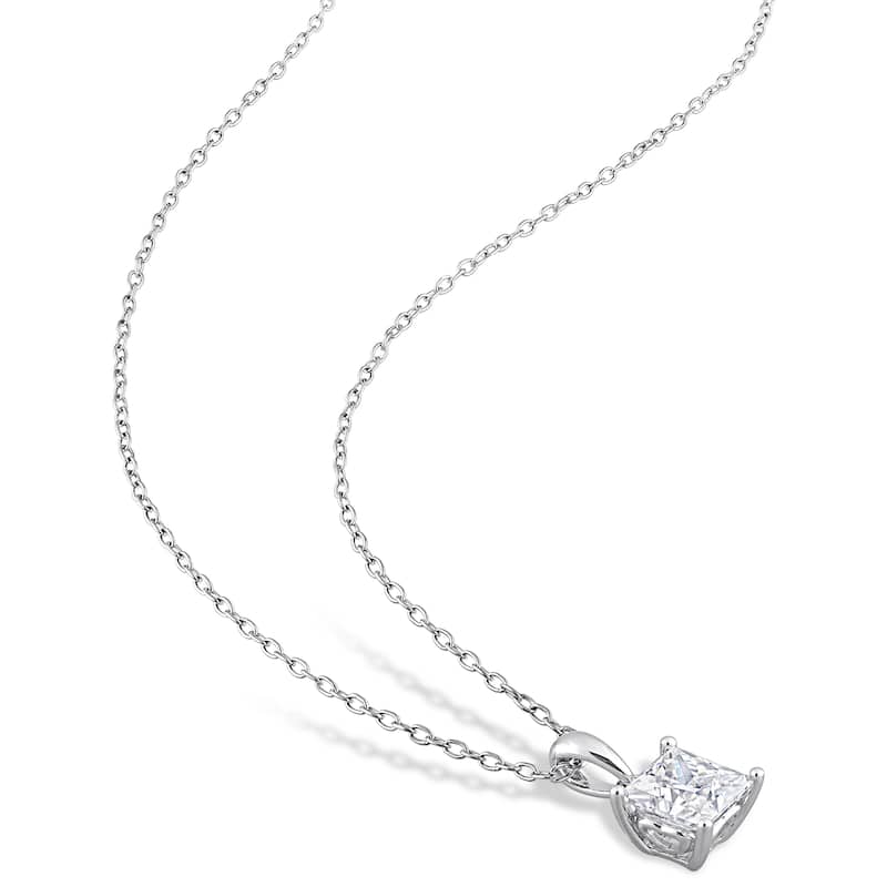 Miadora 3 3/4ct DEW Square Created Moissanite Necklace and Stud Earrings Set Sterling Silver