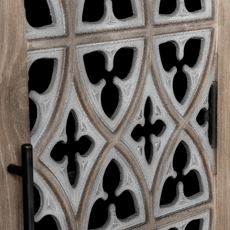 Elegant Hollow 4-Door Buffet Cabinet with Floral Design for TV Console or Living Room Storage