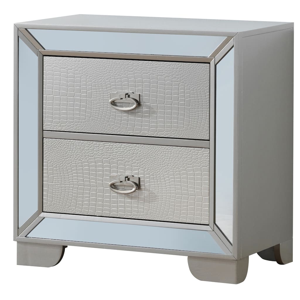 Croc 2-Drawer Wooden Nightstand - 28" - Gray