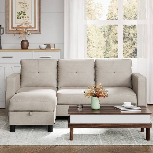 Futzca Modern L-shaped Convertible Sectional Sofa w/ Reversible Chaise
