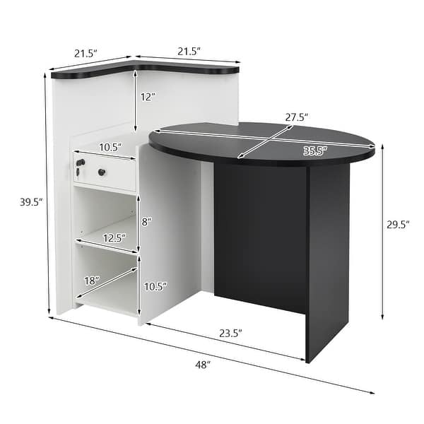 Gymax Front Reception Counter Desk Checkout Office Desk w/Open Shelf &