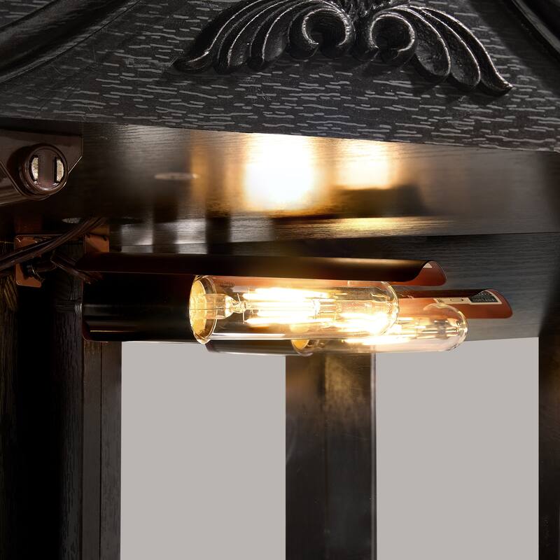 Lighted Glass Display Cabinet Corner Curio Cabinet with Adjustable Shelves Carved Cherry Decoration Wine Cabinet