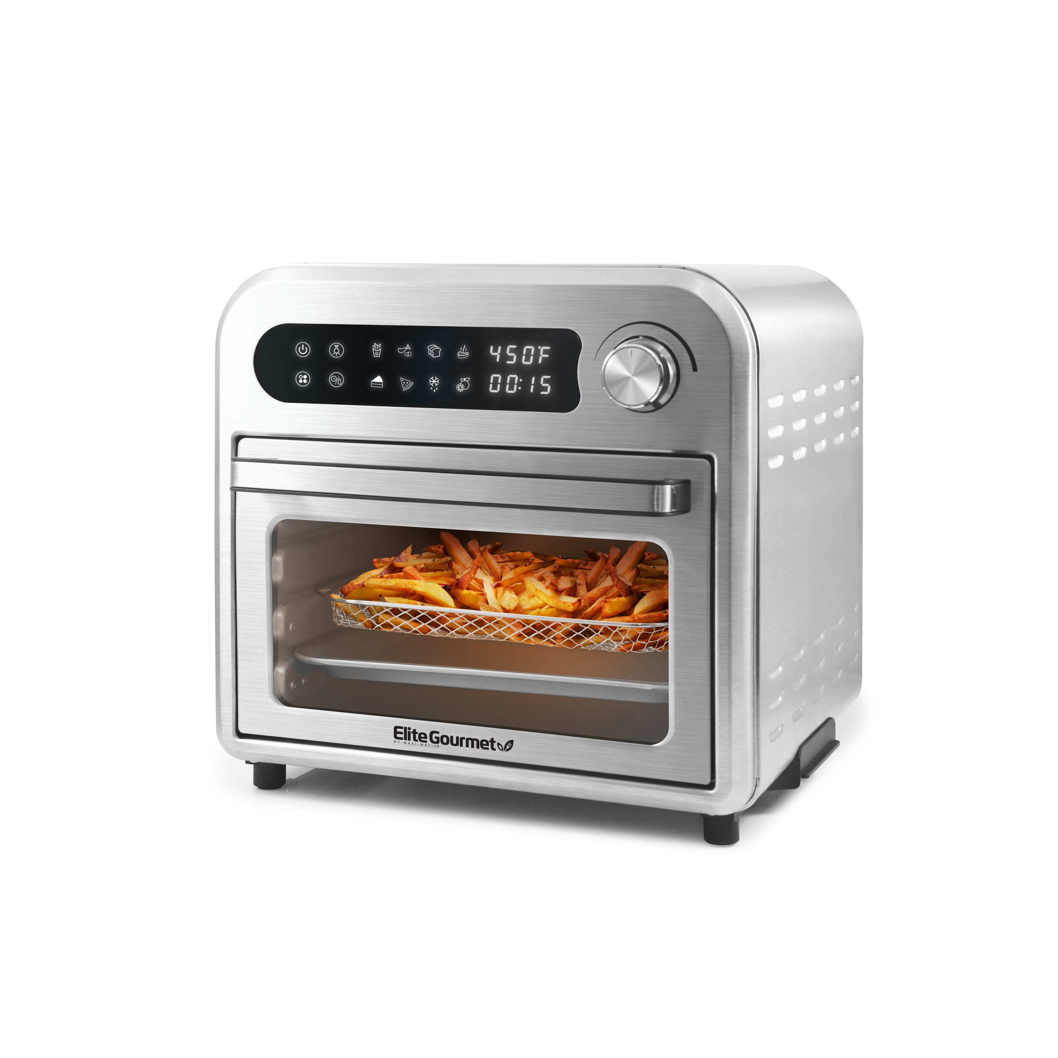 Elite Gourmet Infinite-Use Air Fryer Oven, Stainless Steel