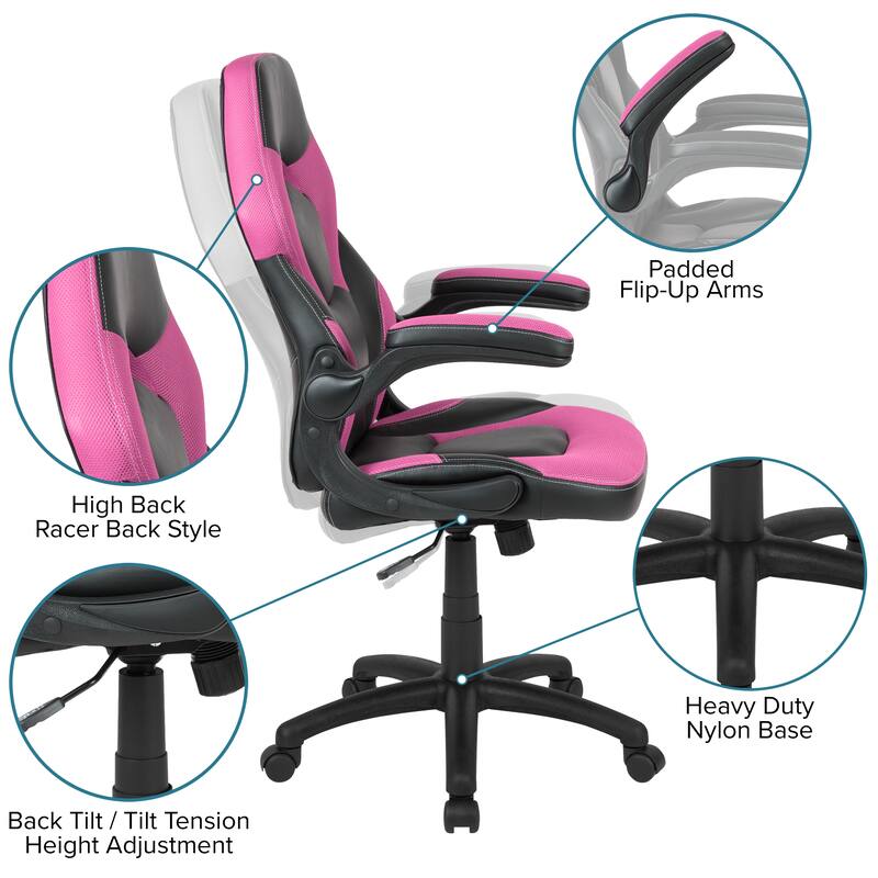 Gaming Desk & Chair Set with Cup Holder, Headphone Hook, and Monitor Stand