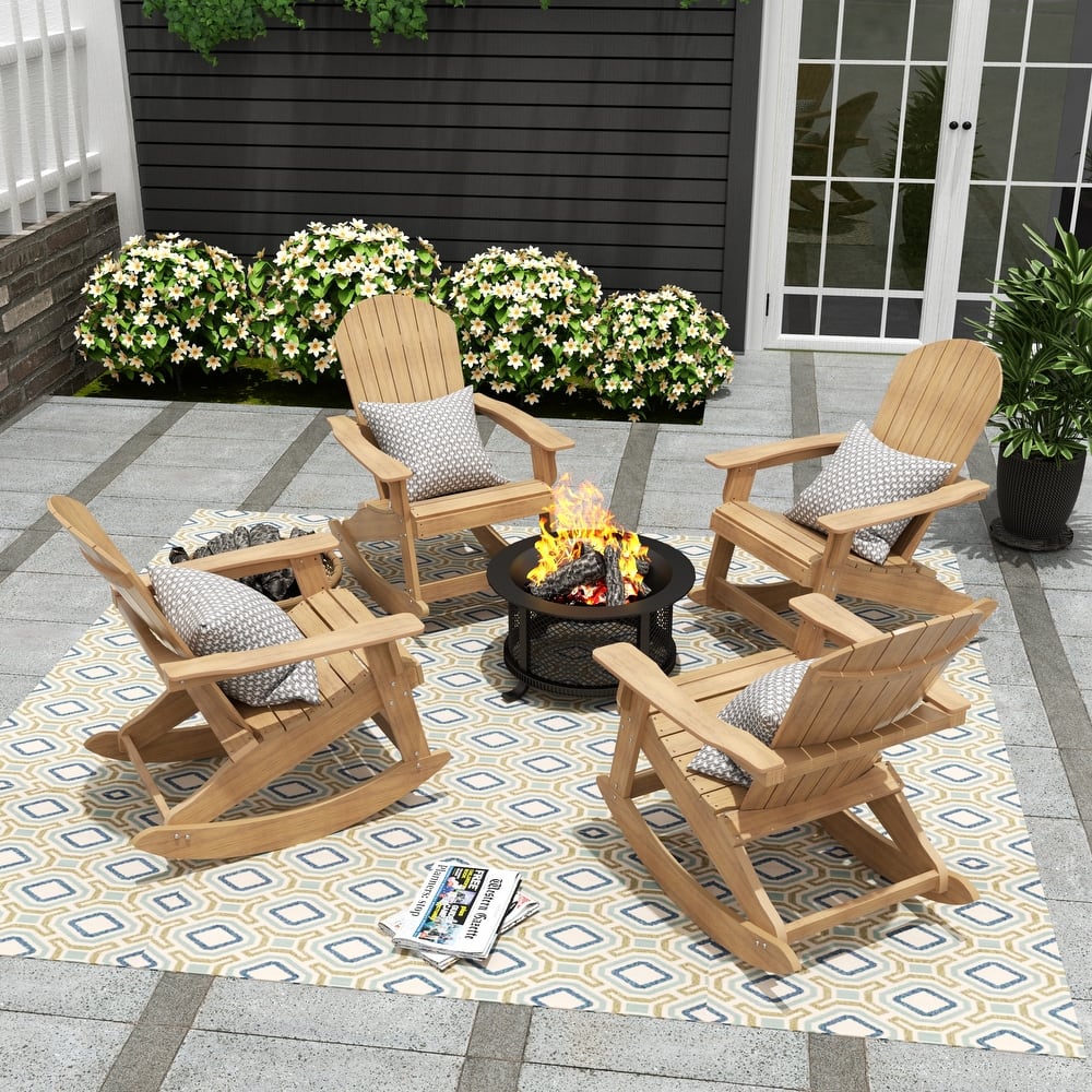 Vineyard HIPS Outdoor Eco-Friendly All Weather Seashell Rocking Adirondack Chairs (Set of 4)