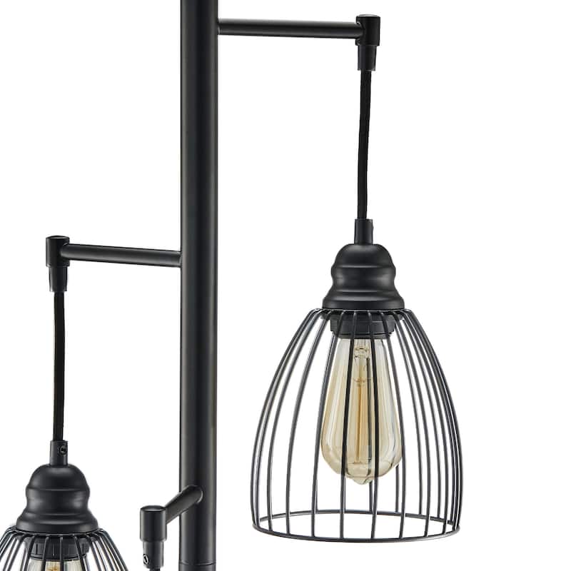 66" 3-Light Industrial Floor Lamp with 3 Bulbs Included