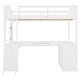 preview thumbnail 5 of 13, Full Wooden Loft Bed with U-shaped Desk, Storage Compartments & Tri-fold Mirror, Space-Saving for Bedroom or Guest Room, White