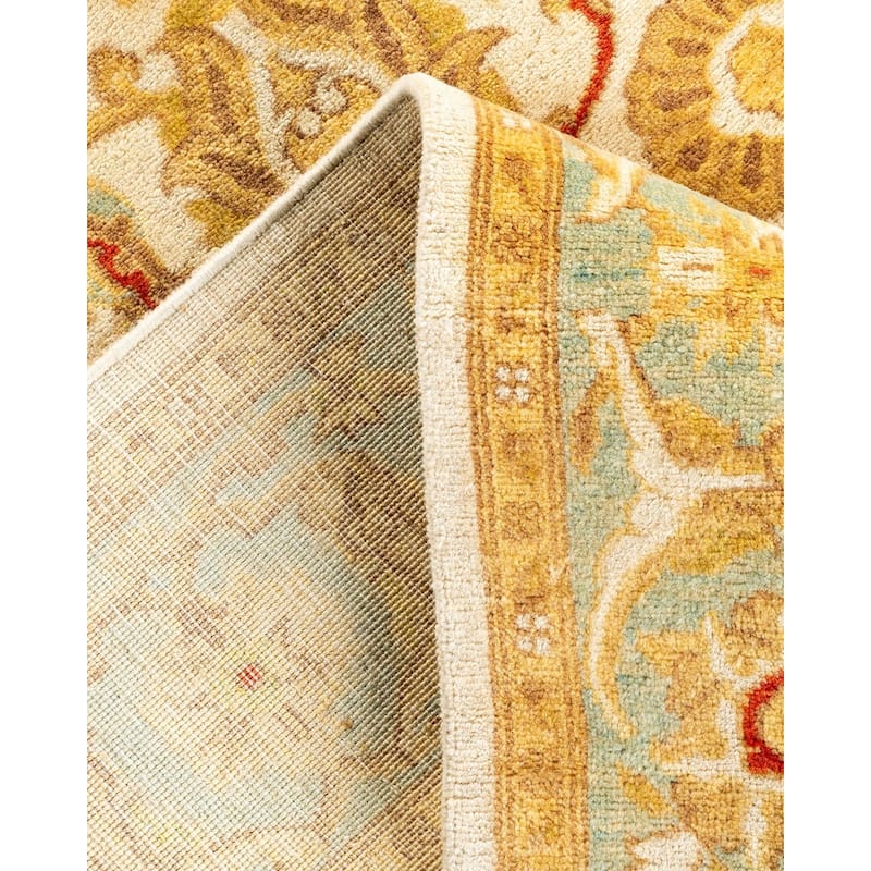 Overton Hand Knotted Wool Vintage Inspired Traditional Ottoman Ivory Area Rug - 4' 2" x 6' 3"