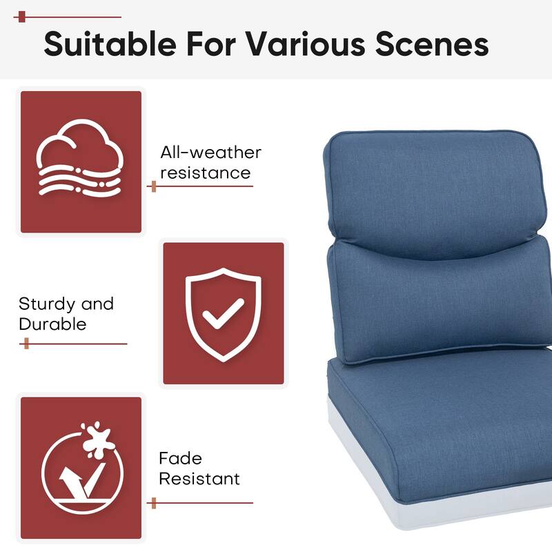 Gymojoy Pillow and Cushion Set Deep Seat Indoor/Outdoor - 25" x 22" x 4"