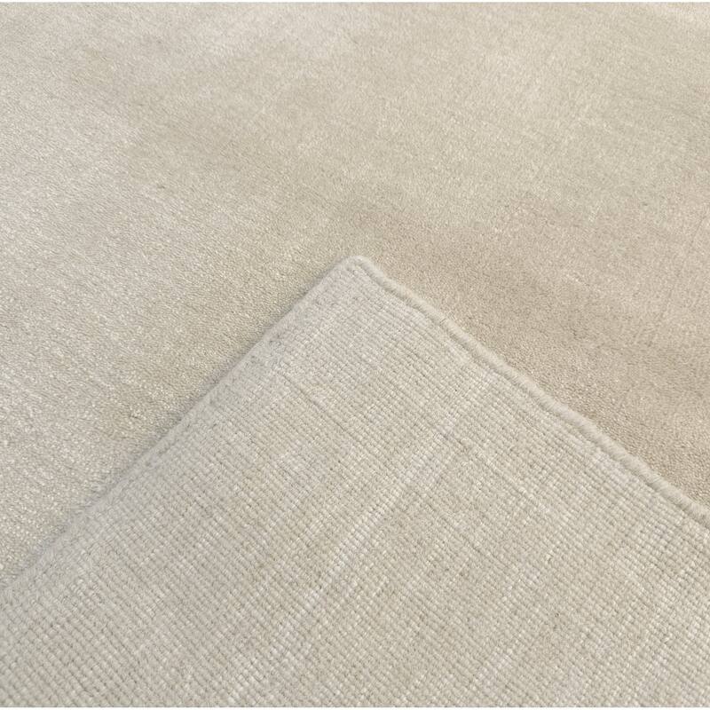 Sand Solid Speckled Wool Handmade Modern Minimal Area Rug - 9' x 12'