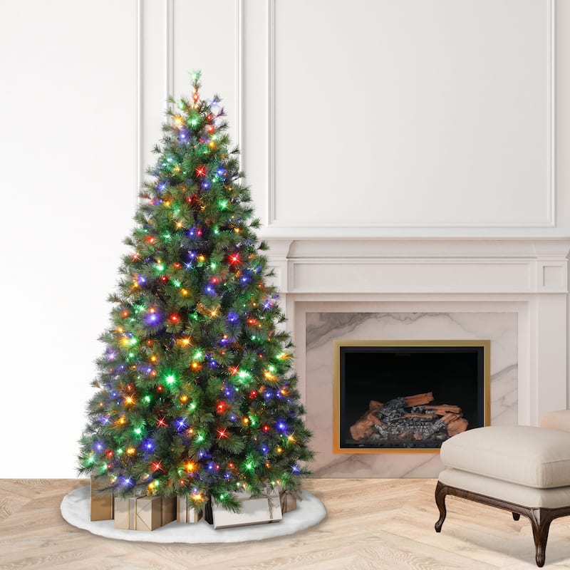 Puleo International 6.5' Pre-Lit Artificial Colorado Pine Christmas Tree with 300 Dual Function LED Lights - 6.5 Foot
