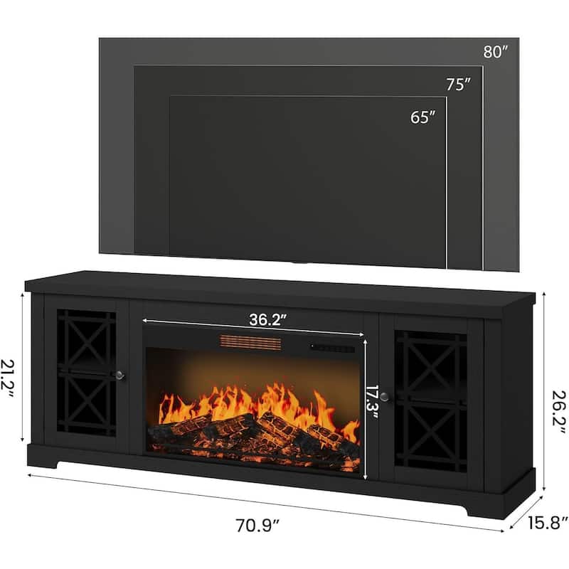 Modern Entertainment Center 70" Fireplace TV Stand with 36" Electric Fireplace