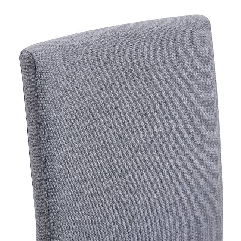 Stylish Dining Table and Chair Set, Modern Rectangular Glass Table with Upholstered Linen Chairs for Kitchen, Dining Room