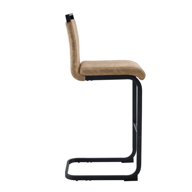 Counter Height Bar Stools Set of 2, Tech Fabric Bar Stool with Metal Footrest, Kitchen Island Chairs with Back