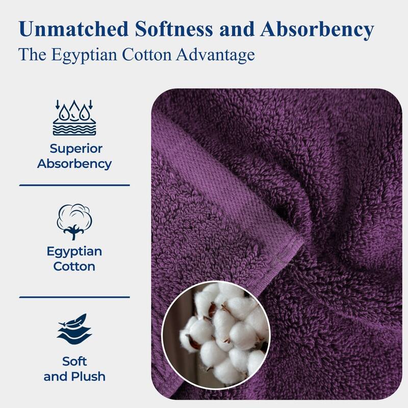 Superior Egyptian Cotton 9 Piece Towel Set Ultra Plush & Absorbent Bath, Hand & Face Towels, Heavyweight Spa Quality