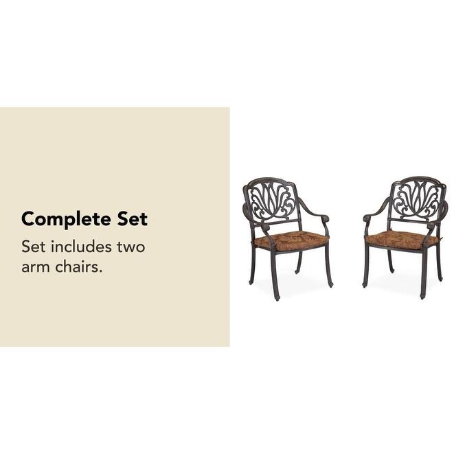 Capri Outdoor Solid Cast Aluminum Chair Pair with Weather-Resistant Polyester Cushions by Homestyles