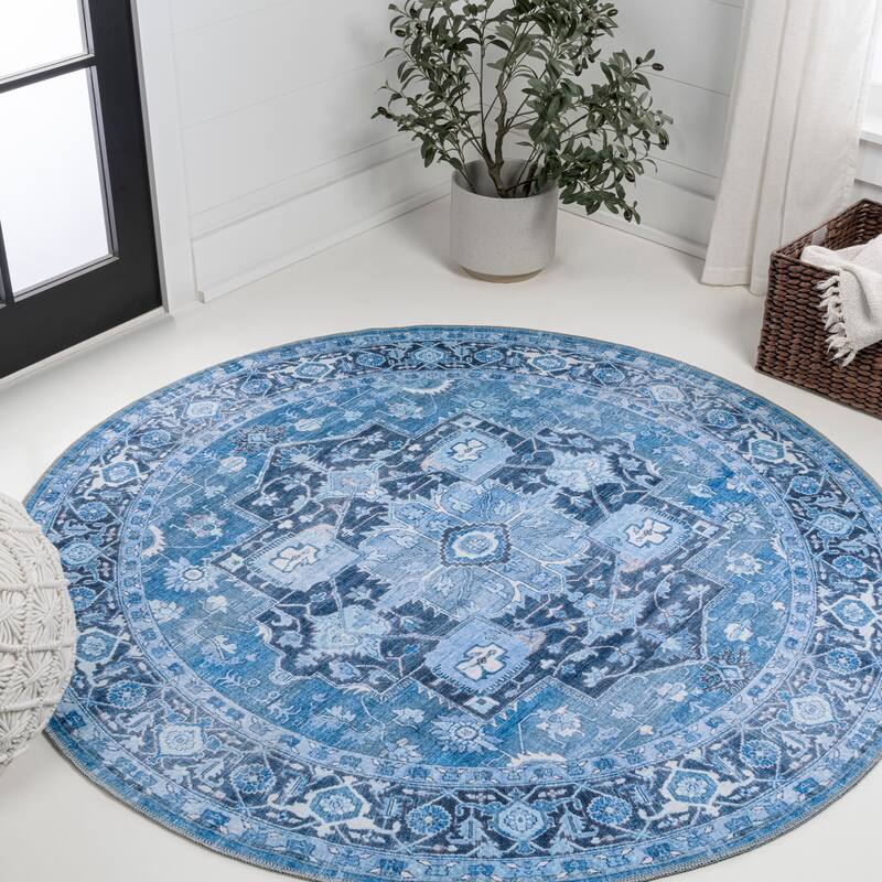 JONATHAN Y Marrakesh Ornate Medallion Machine Washable Area Rug