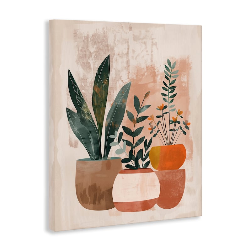Stupell Earthy Boho Potted Plants Canvas Wall Art Design By LSR Creative Studio