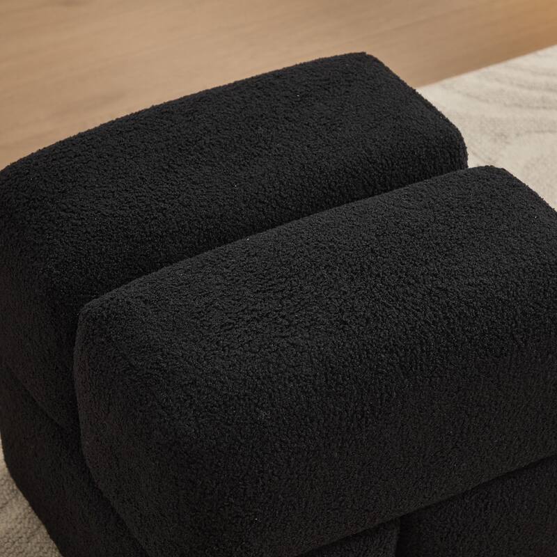 SEYNAR Modern 16.5''Faux Sherpa Square Cube Otttoman