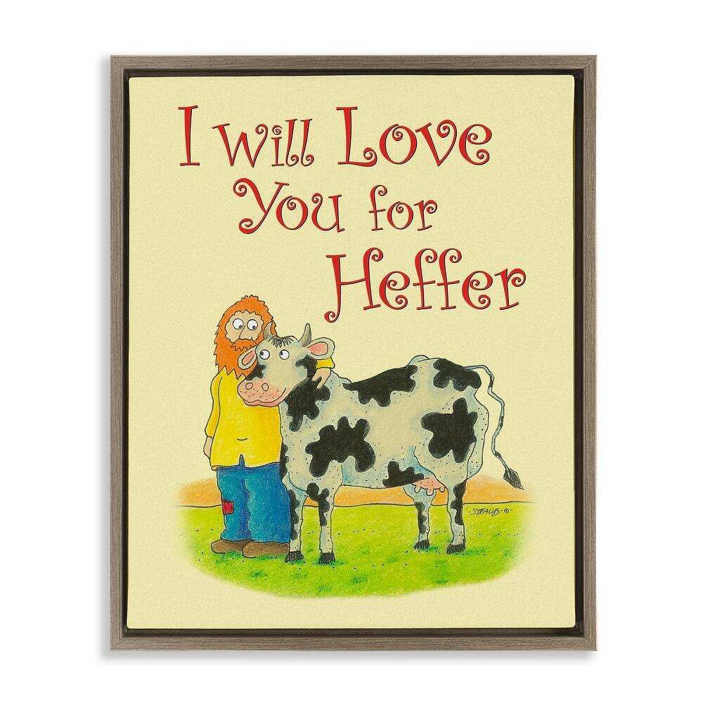 Stupell Love You For Heffer Framed Floater Canvas Wall Art Design By Roger Straub