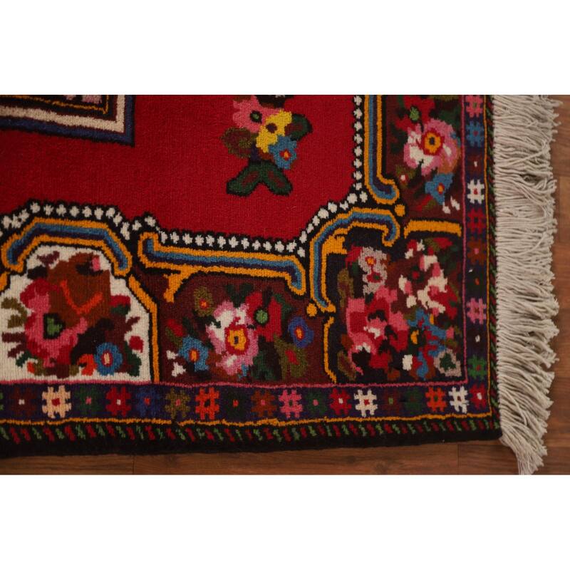 Hand Knotted Oriental 100% Wool Carpet Traditional Medallion Red Bakhtiari Area Rug - 4' 7'' X 3' 6''