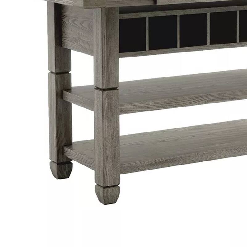 Yani Counter Height Table, 60 Inch Rectangular Top, Gray Solid Wood